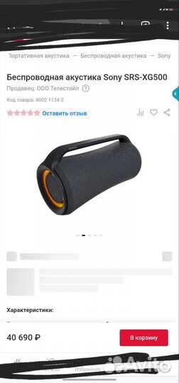 Беспроводная акустика Sony SRS-XG500