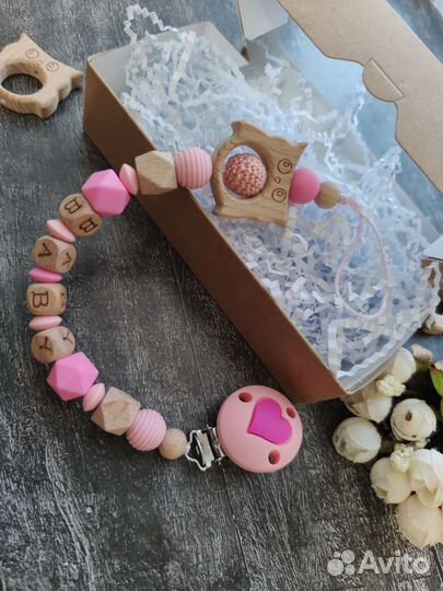 Держатель для соски, грызунок из силиконовых бусин