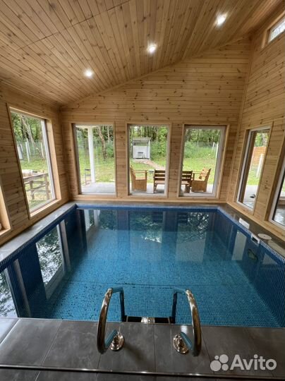 Баня на дровах с бассейном