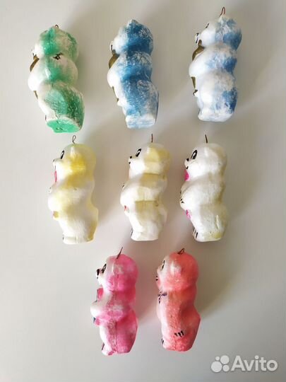 Елочные игрушки СССР пенопластовые Мишки