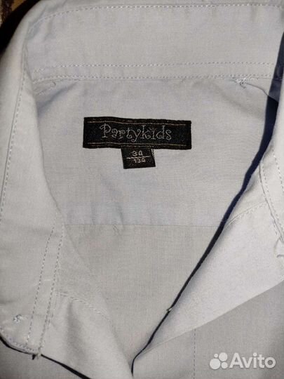 Рубашки 134, голубые, синяя+брюки