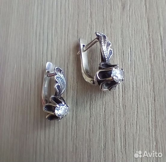 Серебряные серьги СССР 875 пробы