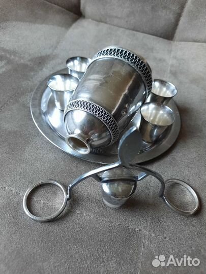 Советский коньячный набор штоф посеребрение