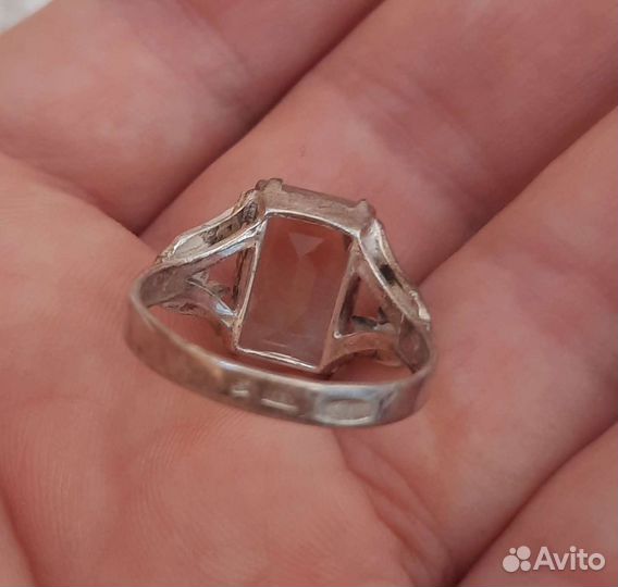 Серебряное кольцо СССР с горным хрусталем