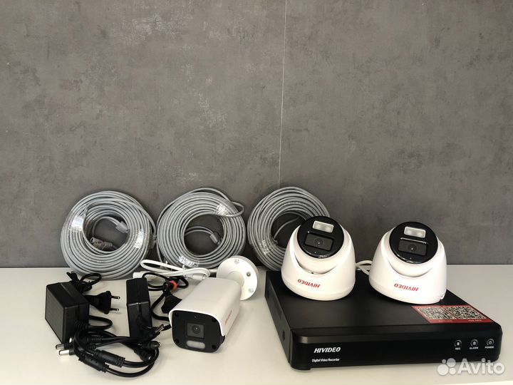 Комплект видеонаблюдения 4 мп IP камеры со звуком