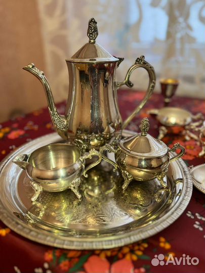 Сервиз кофейный мельхиор антиквариат
