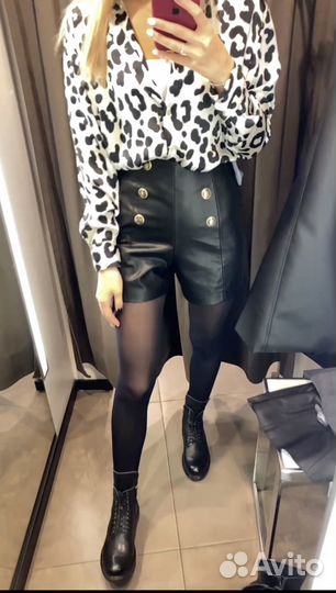 Кожаные шорты zara