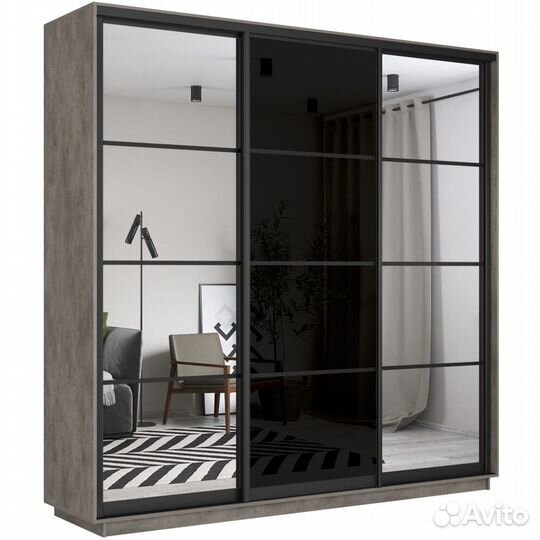 Шкаф-купе 3-дверный шкаф Оптим Двери 4 равные секц