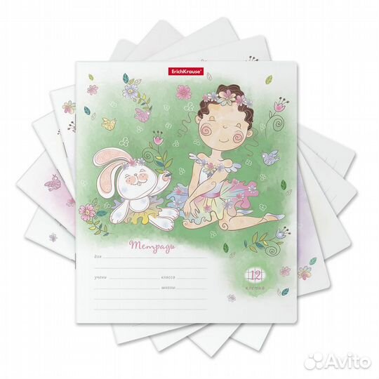 Тетрадь 12 листов клетка Erich Krause девочка