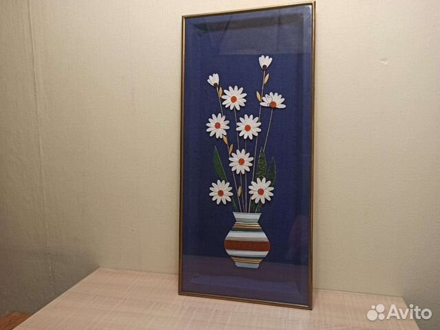 Советское Панно Полевые Цветы Ручная Работа СССР