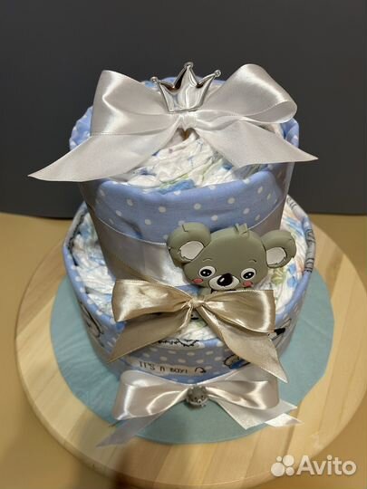 Торт из памперсов для мальчика, выписка, рождение