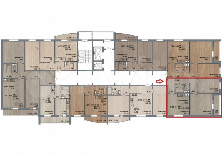 3-к. квартира, 67 м², 13/18 эт.