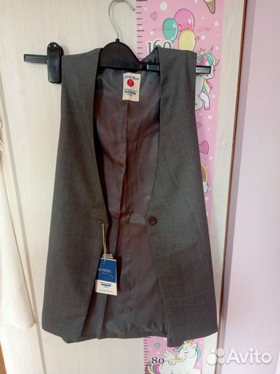 Жилет школьный для девочки152 Button Blue