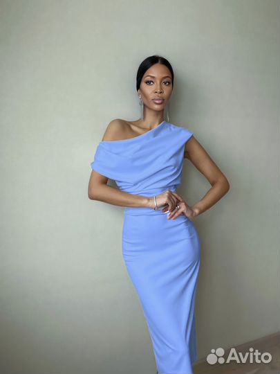 Платье голубое на роспись