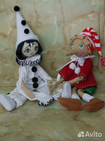 Кукла Пьеро ручной работы (зел.глаза)