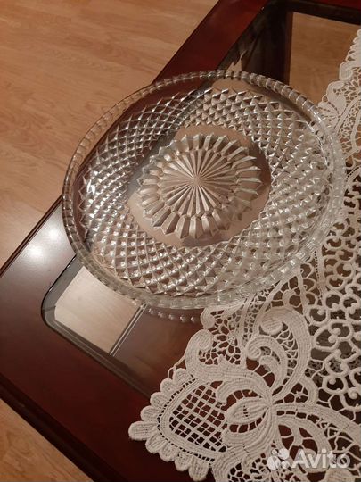 Блюдо поднос хрустальный из СССР