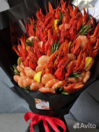 Букет, бокс из раков креветок, съедобные букеты