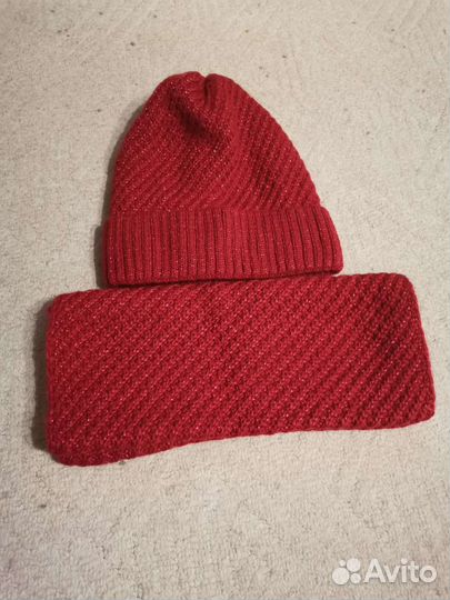 Комплект шапка и снуд зимний