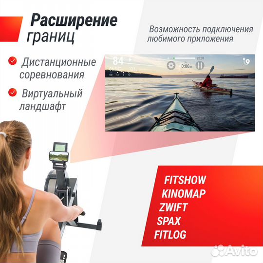 Гребной тренажер unix Fit Air Rower-X Black