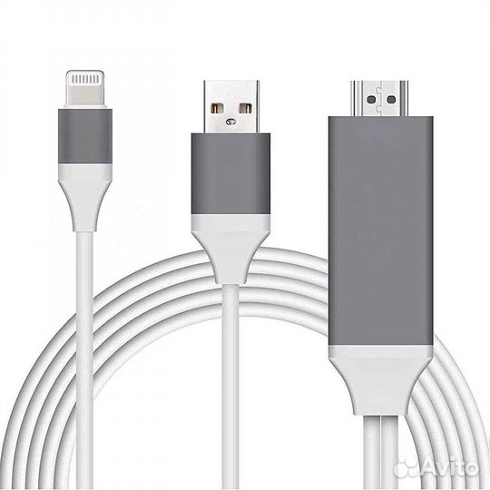 Кабель штекер hdmi - штекер lightning длина 2м