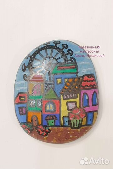 Картина на морской гальке, подарок, сувенир