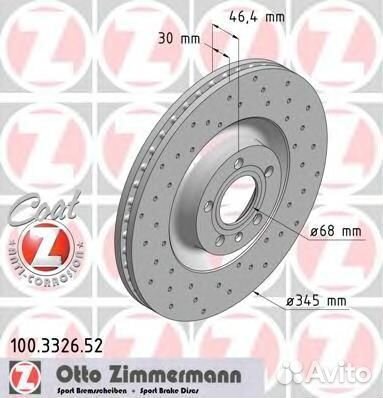 Диск тормозной спортивный 100332652 Zimmermann