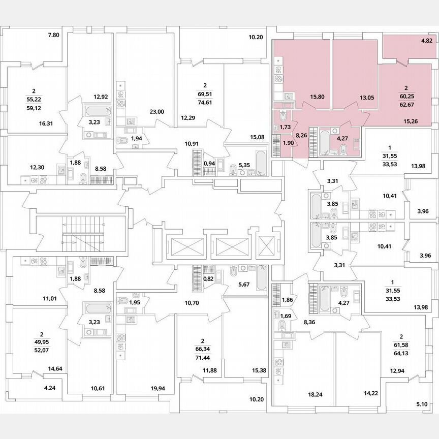 2-к. квартира, 62,7 м², 12/18 эт.