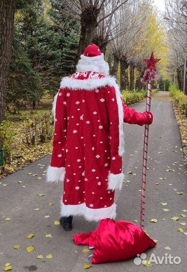 Костюм деда мороза, бордовый