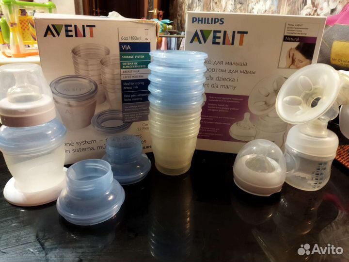 Молокоотсос avent ручной с контейнерами