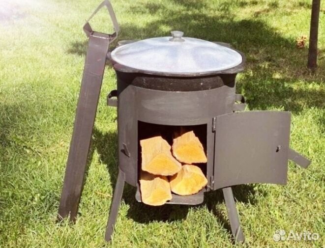Печь+казан с крышкой