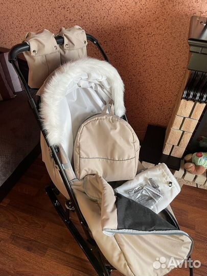 Санки-коляска, детские, зимние на колесах Pikate