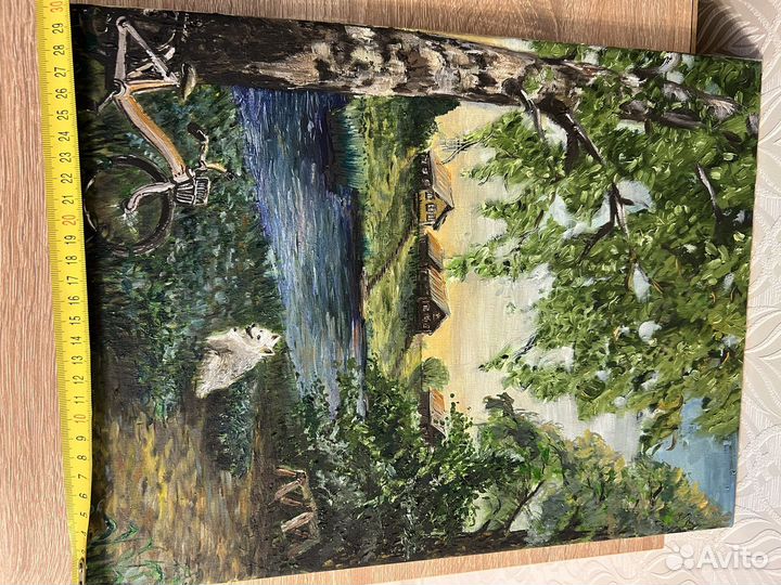 Картина маслом: «Собака у северной реки»