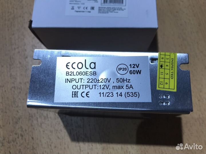 Блок питания для св/д лент 12V 60W IP20 5,0А