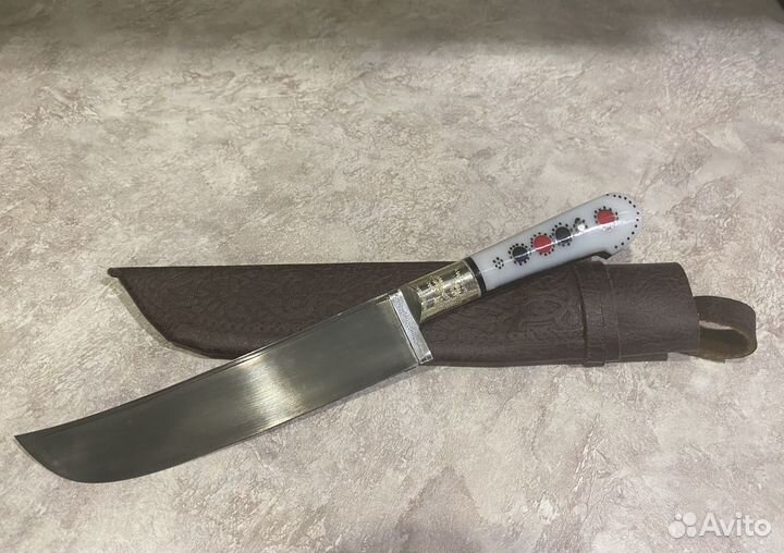 Пчак средний, гарда мельхор гравировка, рукоять ко