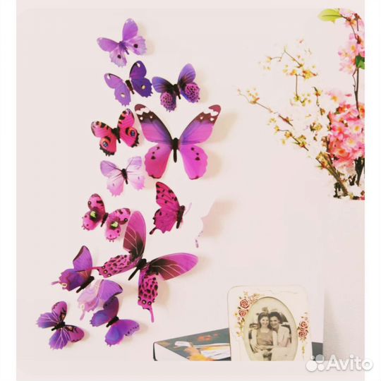 Наклейки на Холодильник (Цветы и Бабочки)