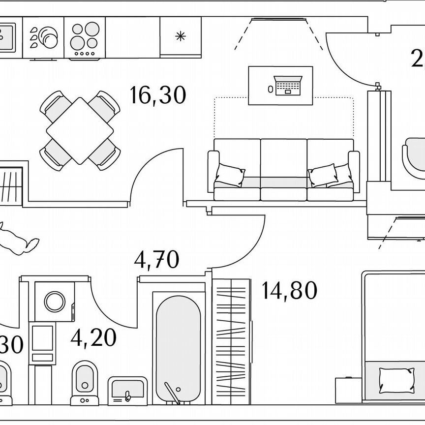 1-к. квартира, 43,7 м², 13/13 эт.