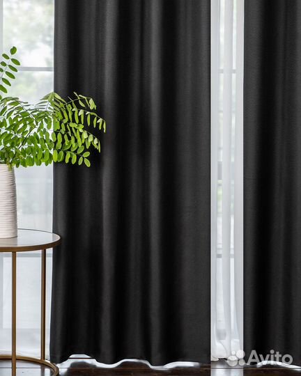 Комплект Шторы и Тюль Орфей Черный+Вуаль