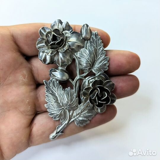 Винтажная серебряная брошь США