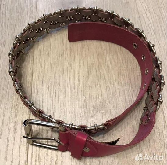 Ремень кожаный с металлическими вставками