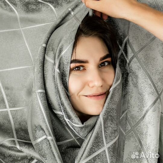 Портьеры жаккард Леман Стальной шторы занавески