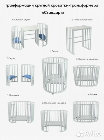 Детская кроватка трансформер круглая