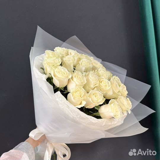 Белые розы букет 25/51/101Киров