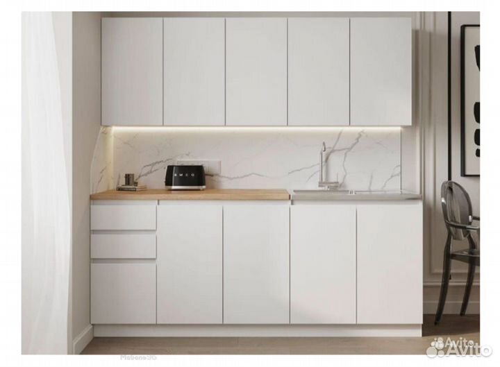 Кухня Мори 2000 мм белый