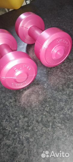 Гантели 1кг покрытые пластиком для фитнеса