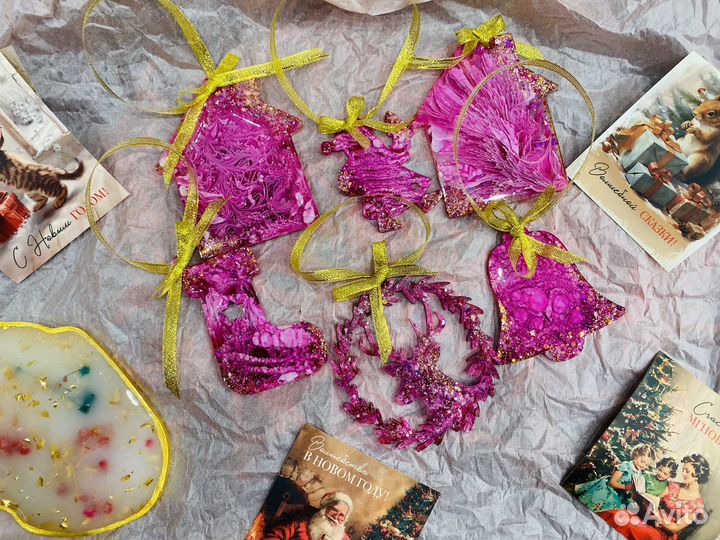 Елочные игрушки из эпоксидной смолы