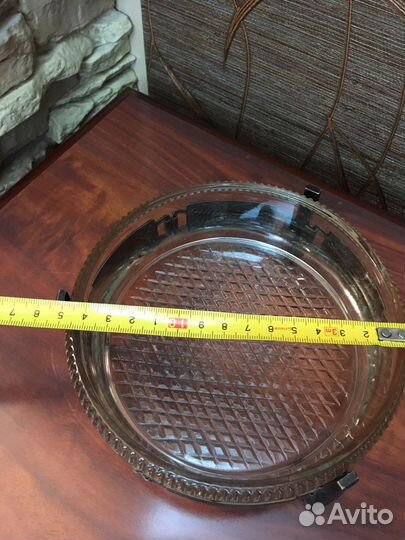 Вазочка-конфетница, стекло, металл СССР