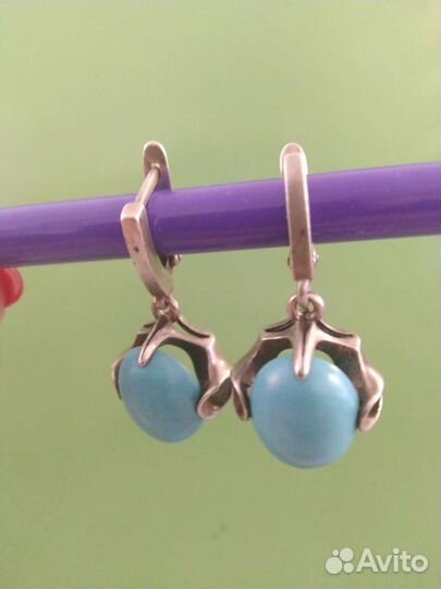 Серьги серебро с бирюзой