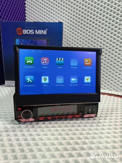 Магнитола android с выдвижным экраном bos mini