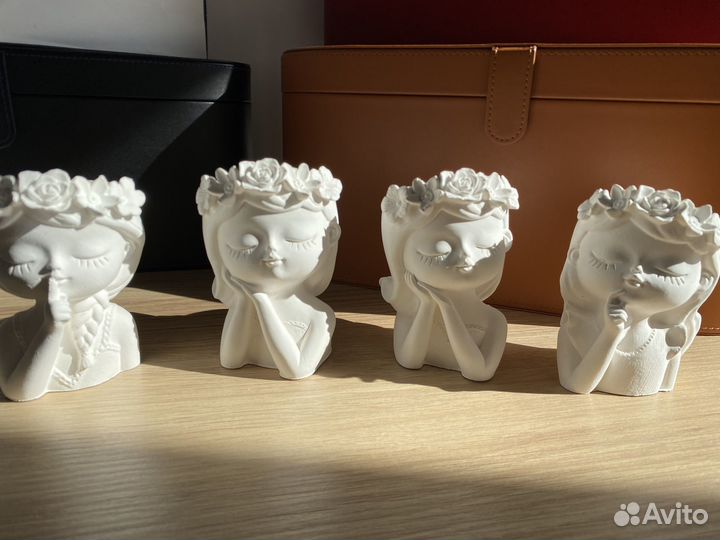 Кашпо из гипса девочка