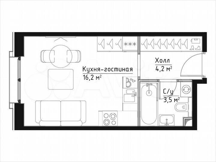Квартира-студия, 23,9 м², 21/28 эт.